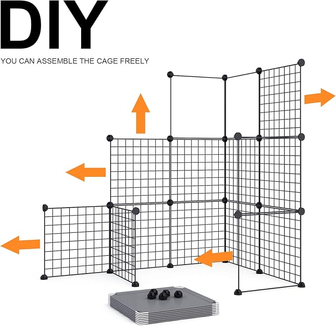Oneluck 4-Tier 55 Inch Large Cat Cages DIY Cat Playpen Detachable Metal Wire Kennels Cat Crate Exercise Extra Place Ideal for 1-2 Cat