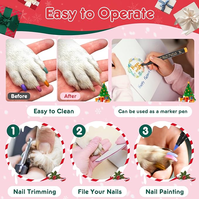 MSDADA Dog Nail Polish Pens Quick Dry, Pet Set for Cats, Safe Non-Toxic, Easy to Create Designs - Great Girl Accessories for Easter