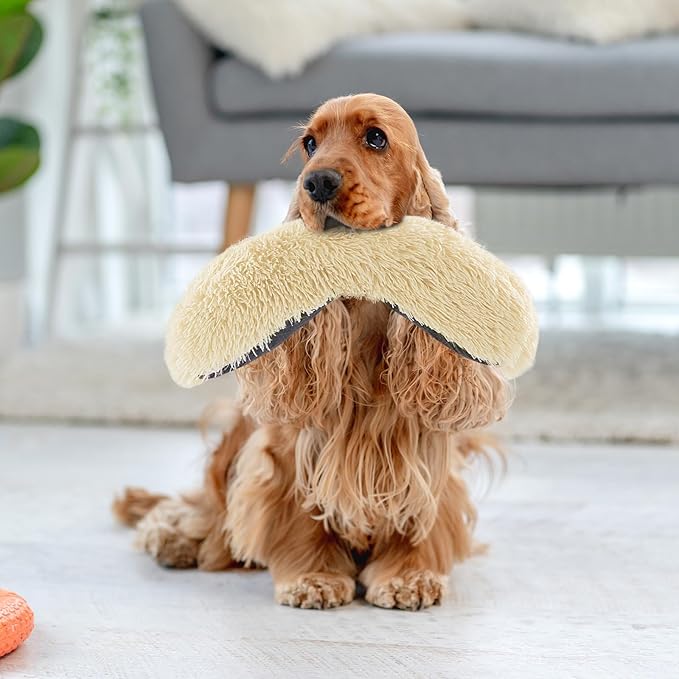 HOMBYS 25" Length Dog Pillows for Large and Medium Dogs, Soft Faux Fur Claming Dog Nek Pillow for Improving Anxiety Reduce, Machine Washable Pet Pillow for Cats, Plush Pet Toy (Khaki, 25"x8"x4")