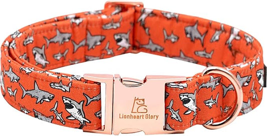 Lionheart glory Dog Collar Shark Print Dog Collar Girl or Boy Dog Collar Pet Gift Adjustable Dog Collar for Small Dog