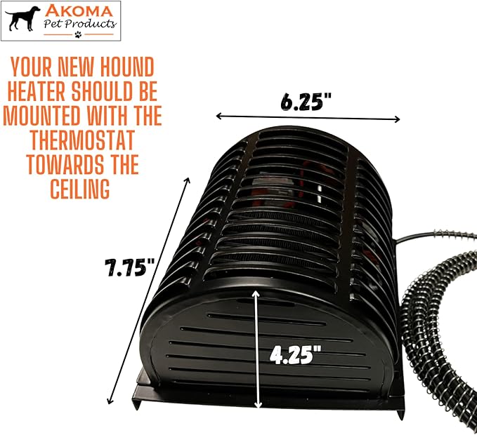 by Akoma Pet Products | 400w Dog House Furnace with 10-Foot Cord | Installs in Minutes | Safe - Dry Heat | Won't Burn Pets