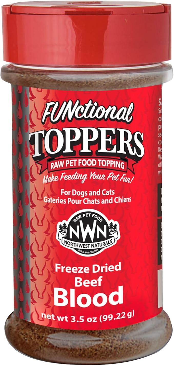 Northwest Naturals Freeze-Dried Beef Blood Functional Topper - for Dogs & Cats - Healthy, 1 Ingredient, Human Grade Pet Food, All Natural - 3.5 Oz (Pack of 1)