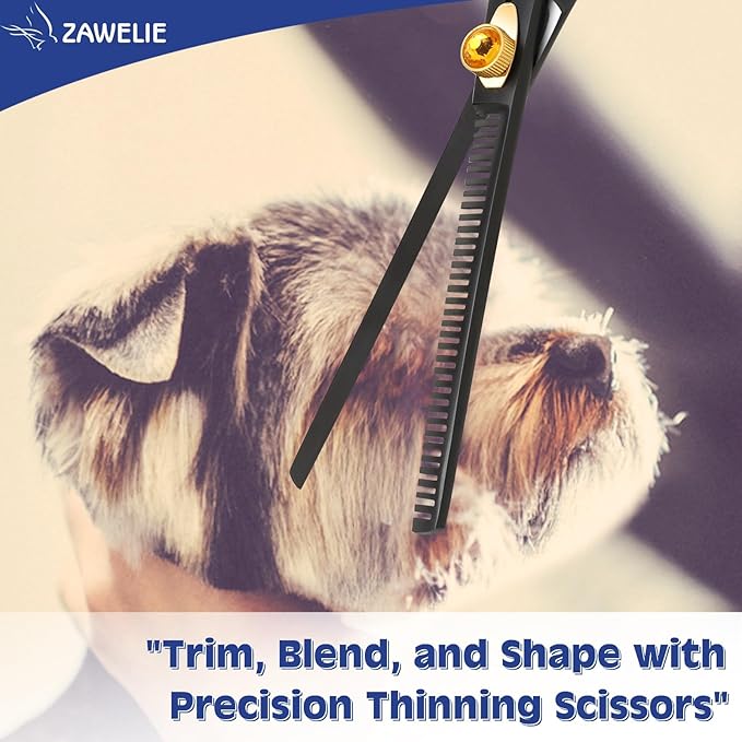 Dog Grooming Scissor- 7.5” Pet Shears, Japanese Stainless Steel Ergonomic Pet Grooming Scissor, Heavy Duty Sharp and Comfortable pet Scissors for Grooming, Dogs, Cats and Other Animals (Thinning)