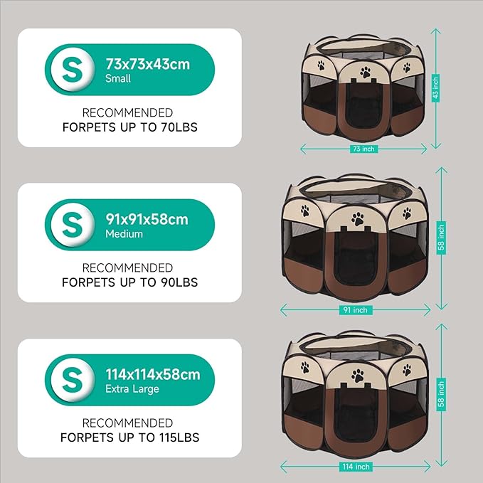 Dog Playpen, 45'' Portable Foldable Pet Dog Cat Playpen Crates Kennel/Premium 600D Oxford Cloth, Portable Foldable Pet Play Pens Cat Dog Rabbit Kennel, Removable Zipper Top, Indoor and Outdoor Use