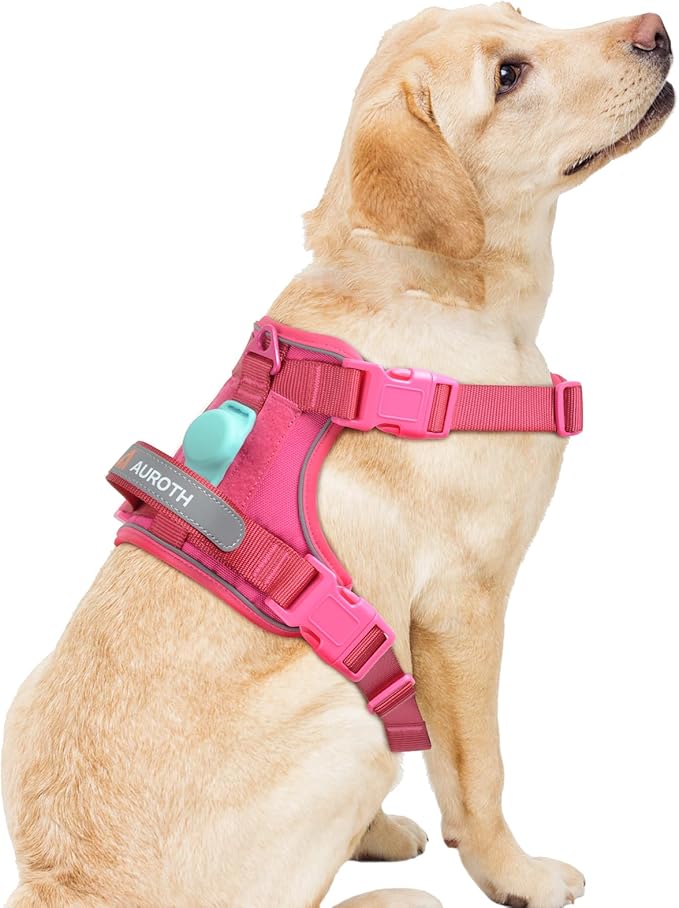 AUROTH Dog Harness for Large Dogs, Dog Vest Harness Large Size Dog, Large Dog Harness, No Pull Dog Harness for Large Dogs with Handle, Rose Red L