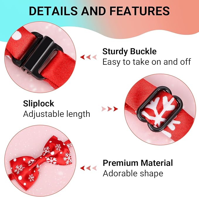 Segarty Dog Bows, 10 PCS Dog Bow Ties, Adjustable Bowties Collar Bowknot, Bulk Pet Dog Grooming Neck Bow for Small Medium Girl Dogs Puppy Cats Christmas New Year Halloween Wedding Holiday Photography
