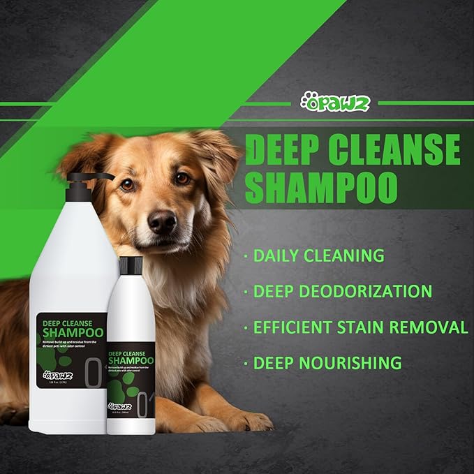 OPAWZ 01 Deep Cleanse Dog Shampoo, Professional Whitening Shampoo for Dogs, Cat, PH-Balanced to Remove Stains, Yellowing, Odor, for All Coat Types, Recommended by Groomers, 16.9 oz