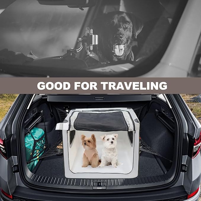 Collapsible Dog Crate - Portable Dog Travel Crate Kennel for Medium Dogs, Soft Sided Folding Dog Crates Indoor, Outdoor 31’’Lx35’’Wx25’’H