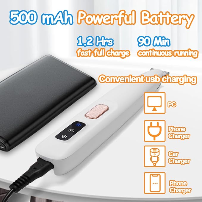 AIERSA Pet Micro Precision Trimmer, Dog Paw Trimmer with LED Light,Quiet Pet Hair Trimmer,Waterproof Pet Shaver for Grooming,Electric Paw Clippers for Large/Small Dogs and Cats