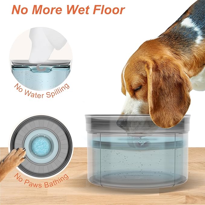 1Gallon Dog Water Bowl, 128oz No Spill Water Bowl for Dogs, Tritan BPA-Free Spill Proof Water Bowl with Non-Slip Mat, No Splash Slow Drinking Dog Water Bowl for Messy Drinker [Anti-Digging Lip]