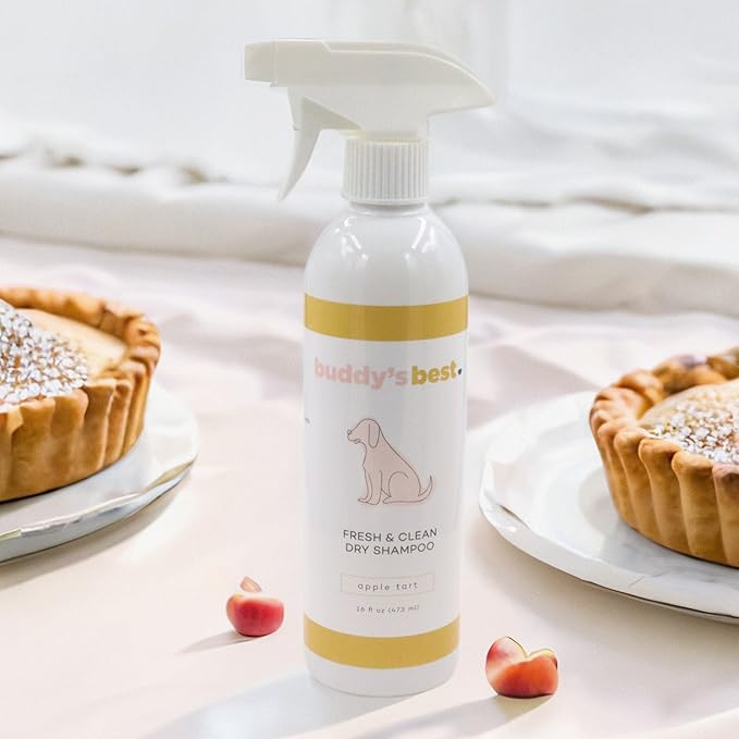 Buddy's Best Fresh & Clean Dry Shampoo for Dogs, 16 fl oz Bottle Waterless Dog Shampoo for Dog and Puppy Grooming (Apple Tart)