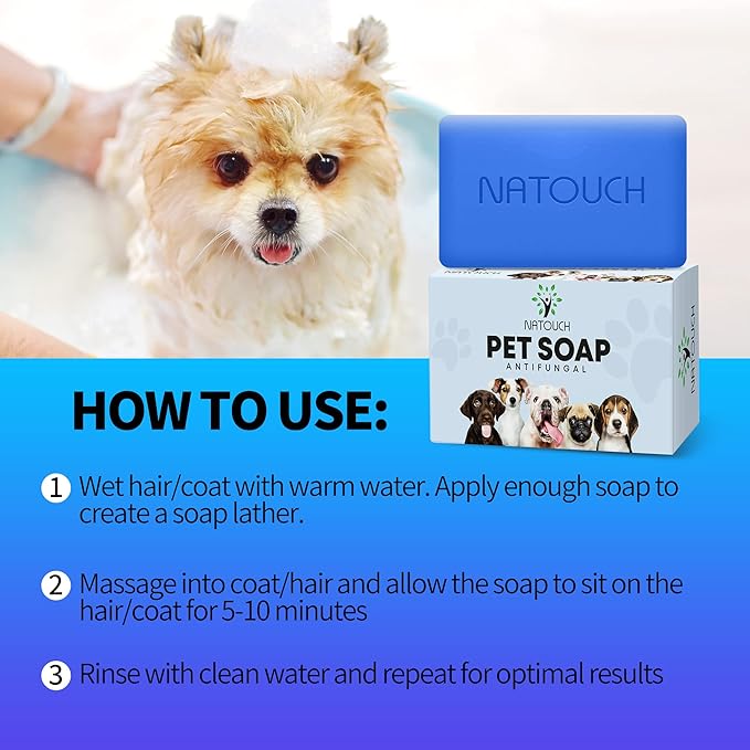 Antifungal Soap for Dog, Dog Shampoo for Allergies and Itching, Natural Soap Bar with Tea Tree Oil, and Lavender Oil, Helps with Infections & Fungus Irritation Itching