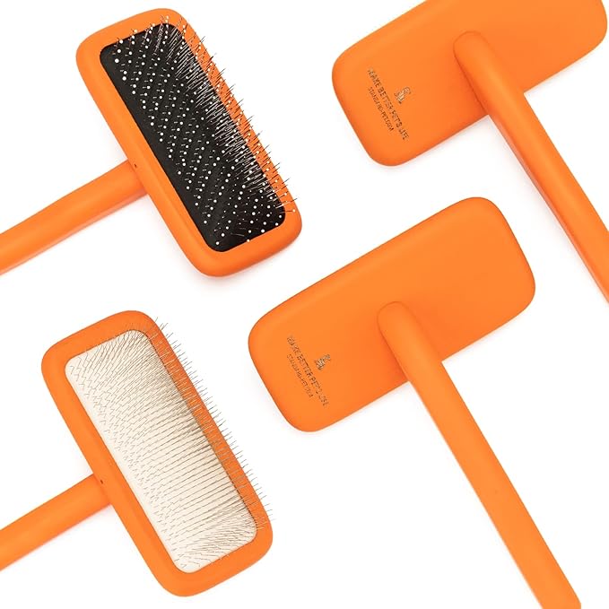 GOODSDECO Pet Slicker Brush - Dog Brush with Soft Tips, Grooming Brush for Dog Cat Pet, Self Cleaning Slicker Brush, Dematting Shedding Fur Hair (Soft Tips)