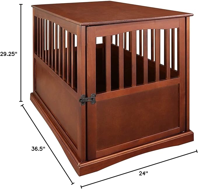 Casual Home Wooden Large Pet Crate, End Table, Walnut 24 x 36.5 x 29.5 in
