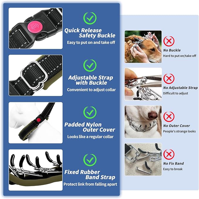 Martingale Collar for Dogs, Heavy Duty Nylon No Pull Dog Collar with Buckle, Adjustable Anti Pull Collar Reflective Slip Collar for Large Medium Small Dog Training Walking M Army Green