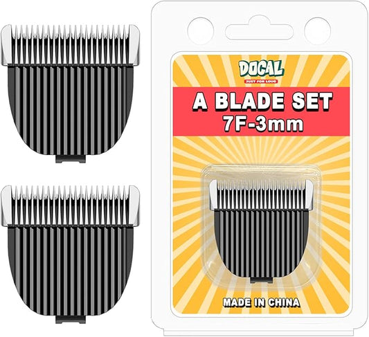 7F Pet Grooming Clipper Replacement Blade Compatible for Most Dog Hair Clipper & one-isall Dog Grooming Clippers, Made of Ceramic Blade & Stainless Steel Blade Size 7F Cut Length 3mm (2 Packs)