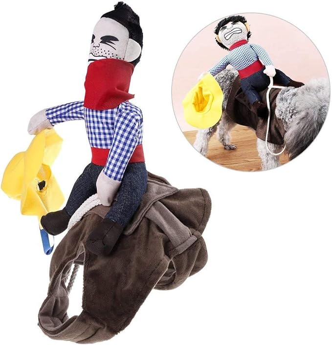 iSmarten Cowboy Rider Dog Costume Dogs Outfit Knight Style Doll Hat Halloween Day Pet Costume (XL)