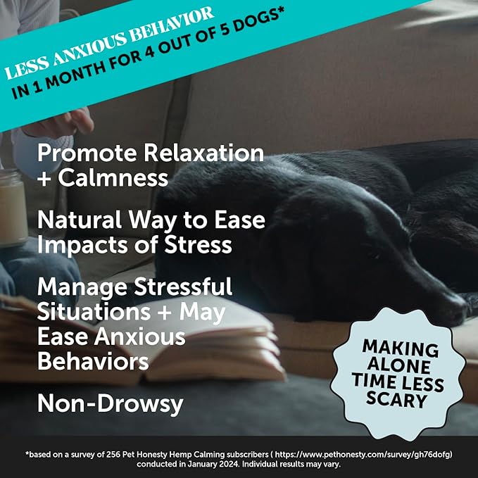 Pet Honesty Hemp Dog Calming Chews, Dog Anxiety Treats to Support Dog Anxiety, Melatonin for Dogs, Helps Aid with Thunder, Fireworks, Chewing & Barking (Chicken 90 Ct)