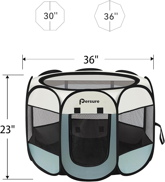 Dog Cat Playpen Indoor Outdoor for Puppy Pet Dog Cat Travel and Recovery After Surgery, Dog Enclosure Tent Crates Cage Indoor/Outdoor, Portable Pop Up Dog Kennel with Carrying Case (Grey, Medium)