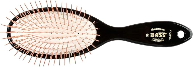 Bass Brushes Large/X-Long All Wire Brass Pin Cushion Pet Brush with Acrylic Handle