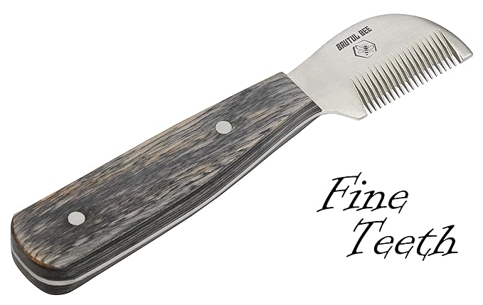 Bee Dog Grooming Coat Stripping Knife Stripper Trimmer Tool Wooded Handle Stripping Knives Set of 5 in Stainless Steel Non-Slip Tools for Grooming Dogs (BLACK)