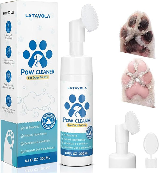 Paw Cleaner for Dogs and Cats,Magic Foam - Clean Paws No-Rinse Foaming Cleanser-Dry Shampoo, Foot Cleaner Brush - with Rose Extract, Odor Control Wash - Good for Puppy