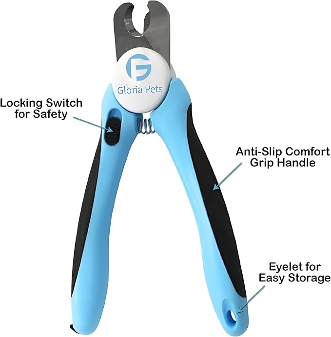 Cat Nail Clippers and Trimmers Set, Professional Pet Grooming Tools for Cats' Nails with Safety Guard, Free Nail File, Razor Sharp Blades, Meduim, Blue