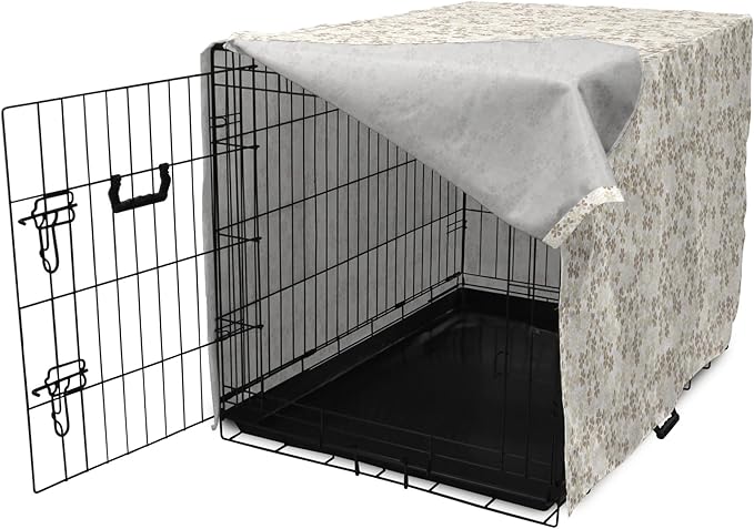 Ambesonne Flower Dog Crate Cover, Flowers Bouquet Blossoms Ornamental Simplistic Monochromic Summer Art, Easy to Use Pet Kennel Cover for Medium Large Dogs, 42 Inch, Beige Umber