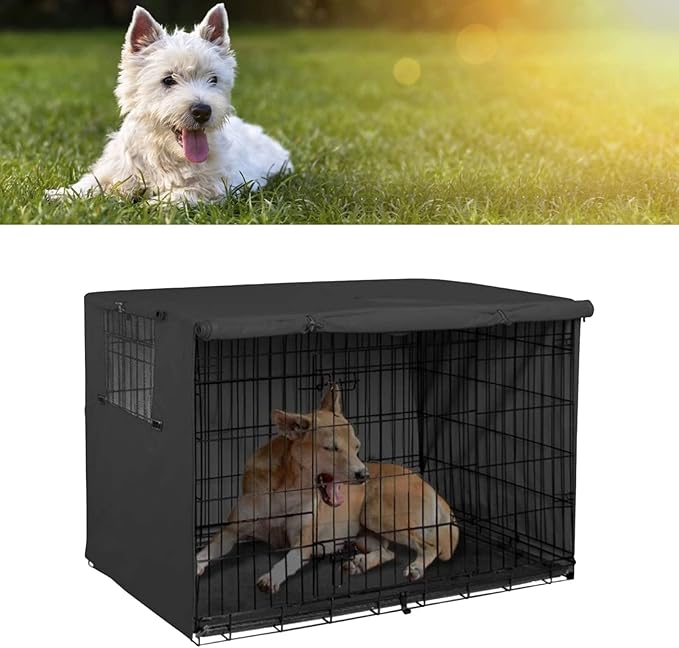 Dog Crate Cover Dogs Kennel Cage Cover Pet Kennel Cover Dog Cage Cover for Outdoor Dog House Large Pet Crate Chicken Coop 25 x 20 x 19 inch (Black)