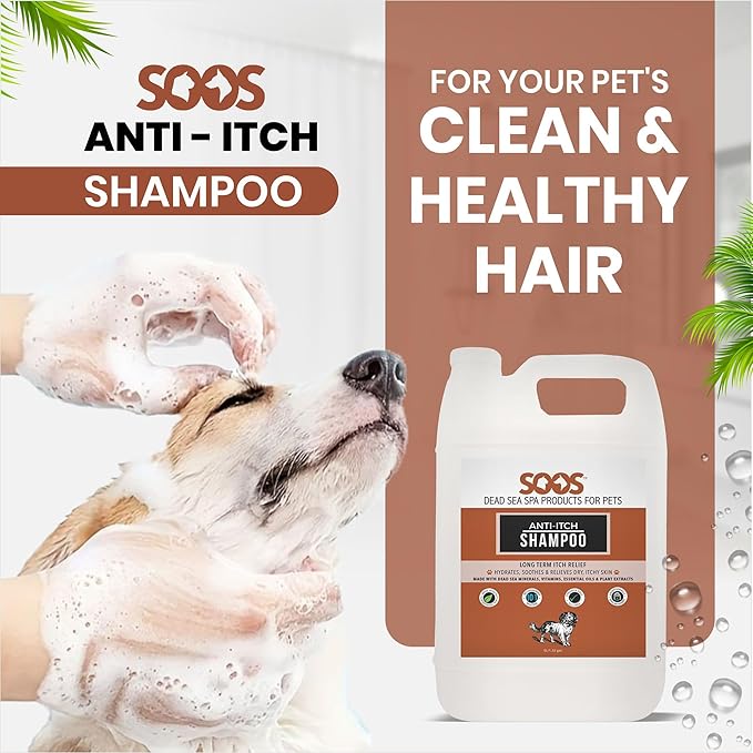Soos Pet Anti-Itch Shampoo for Dogs with Vitamins Essential Oils Natural Ingredients Soothes Itching Clean Fur - 1x (4L Gallon)