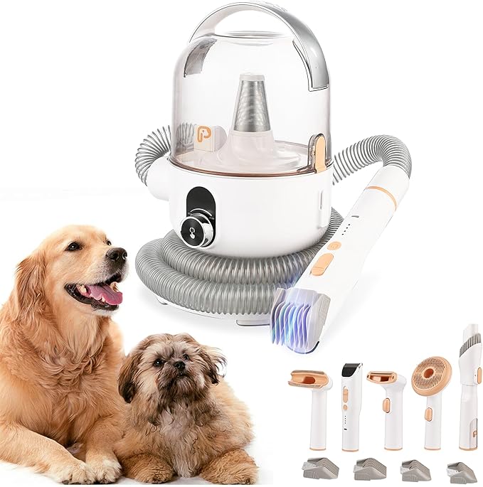 Garvee Dog Hair Vacuum & Dog Grooming Kit, 5 in-1 Pet Grooming Vacuum Suction 99% Pet Hair for Dogs Cats, 2L Large Capacity Dust Cup, Low Noise Dog Hair Vacuum for Shedding Pet Hair