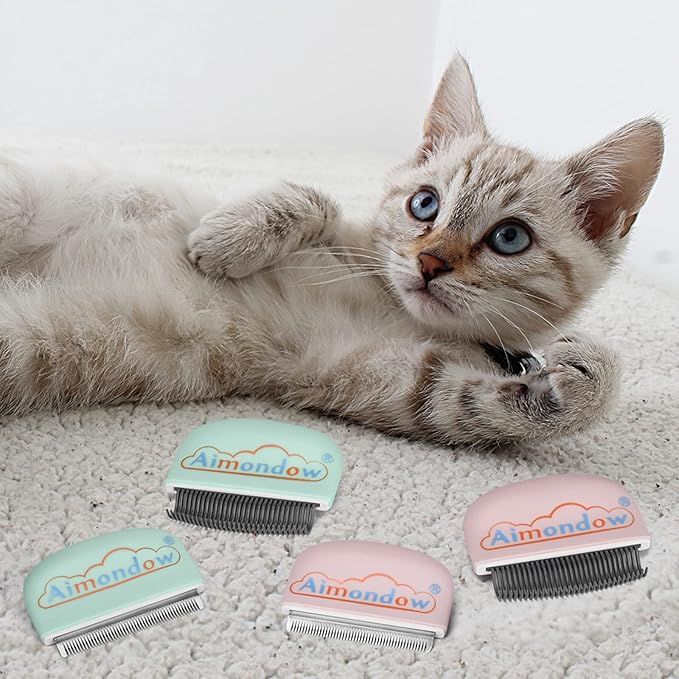 Cat Comb, Cat Brush for Shedding Grooming, Hair Removal Massaging Shell Comb for Cats Dogs Puppy Rabbit Bunny, Easy to Dematting Matted Fur Tangled Hair Undercoat, 2 PCS (Green)