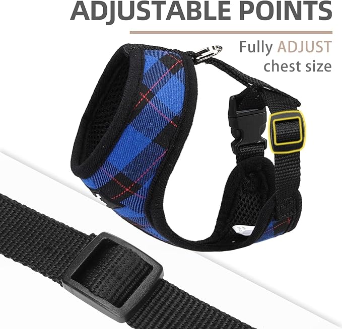 PUPTECK Soft Mesh Dog Harness and Leash Set Pet Puppy Cat Comfort Padded Vest No Pull Harnesses, Navy Blue, L
