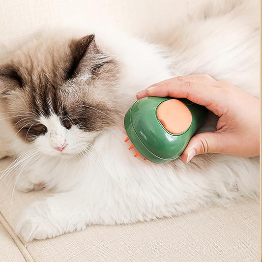Cat Steam Brush,Self Cleaning Steam Brush for Cats Dogs, 3 In1 Steamy Brush for Pets Steamer Brush, Pet Brush for Removing Tangled and Loosse Hair (Blackish Green)