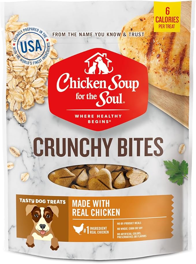 Chicken Soup For The Soul Pet Food Crunchy Bites Dog Treats, Chicken, 12 Ounce Bag | Soy, Corn & Wheat Free, No Artificial Flavors or Preservatives