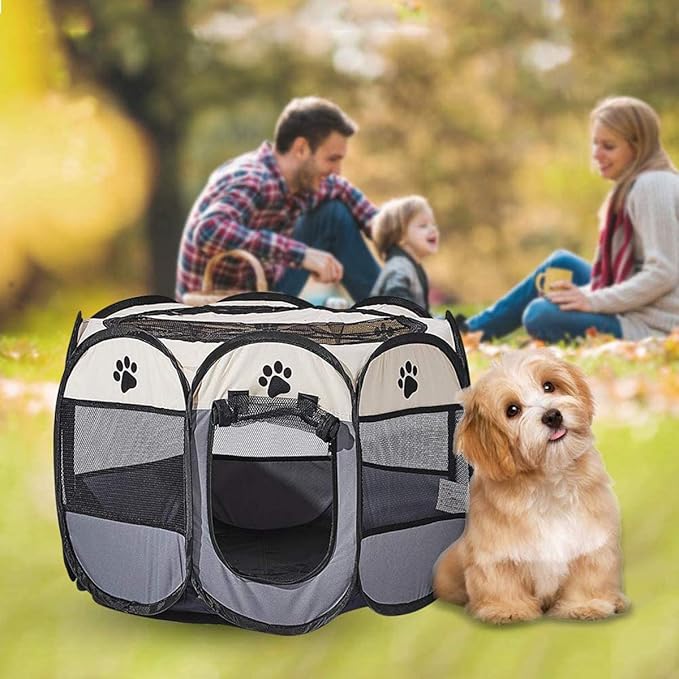 Pet Cat Playpen for Indoor Cats Enclosed, Portable Foldable Dog Playpen Outdoor with Zipper Top Cover Door for Dogs, Cats, Small Animals