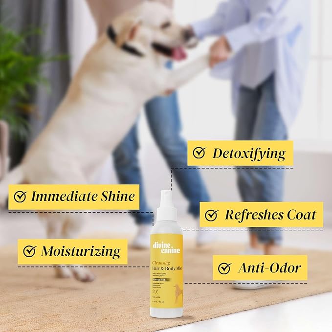 Cleansing Hair and Body Spray for Dogs - 5.1 Fl Oz of Dog Deodorizer, Long Lasting Formula - Everyday Body Spray with Aloe, Lemongrass Oil, and More - Made in The USA
