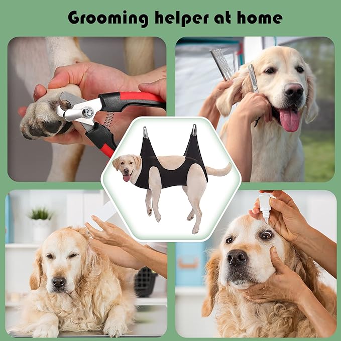 Guzekier Pet Dog Grooming Hammock Harness for Large Dogs, Dog Sling for Grooming, Dog Hammock Restraint Bag with Nail Clippers/Trimmer, Nail File, Pet Comb,Ear/Eye Care
