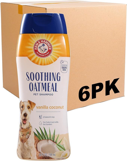 Arm & Hammer for Pets Soothing Oatmeal Pet Shampoo Moisturizing Dog Shampoo with Gentle Cleansing Formula Vanilla Coconut, 20 Ounces - Shampoo for Pets (Pack of 6)
