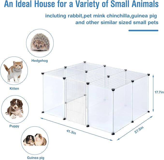 BRIAN & DANY Pet Plastic Playpen, Play Pen Indoor for Kitten, Hamster, Rabbit, Guinea Pig, Clear Enclosure Fence, 17.7 X 13.7 inches, 18 Panels