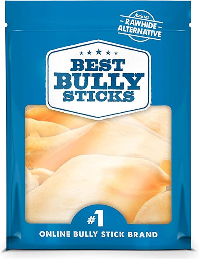 Best Bully Sticks All-Natural Thick-Cut Cow Ears for Small, Medium and Large Dogs - 100% Natural Free-Range Grass-Fed Beef Single Ingredient High Protein, Easily digestible Dog Chew Treats - 12 Pack