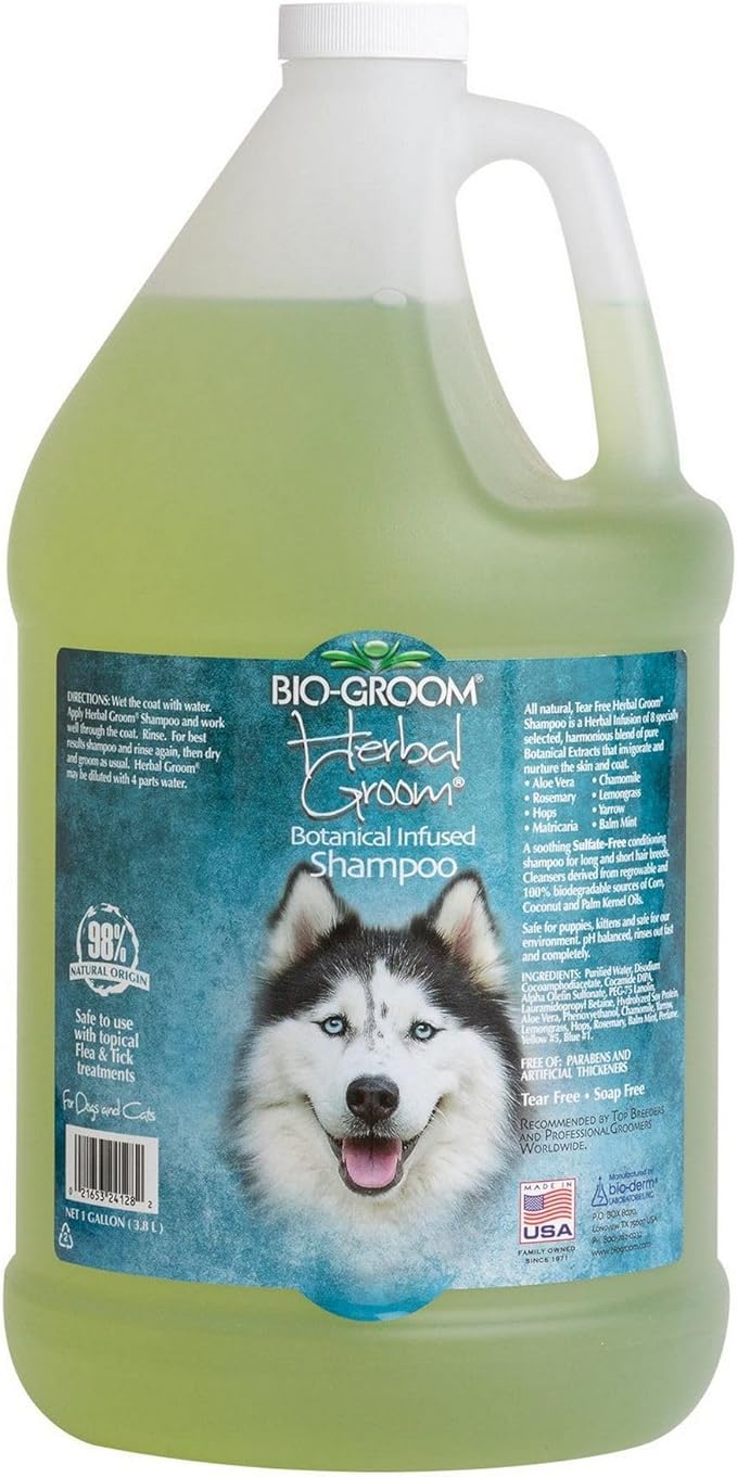 Bio-Groom Herbal Groom Dog Shampoo – Tearless Puppy Shampoo, All-Natural, Dog Bathing Supplies, Cruelty-Free, Cat & Dog Grooming Supplies, Made in USA, Tear-Free Dog Products – 1 Gallon