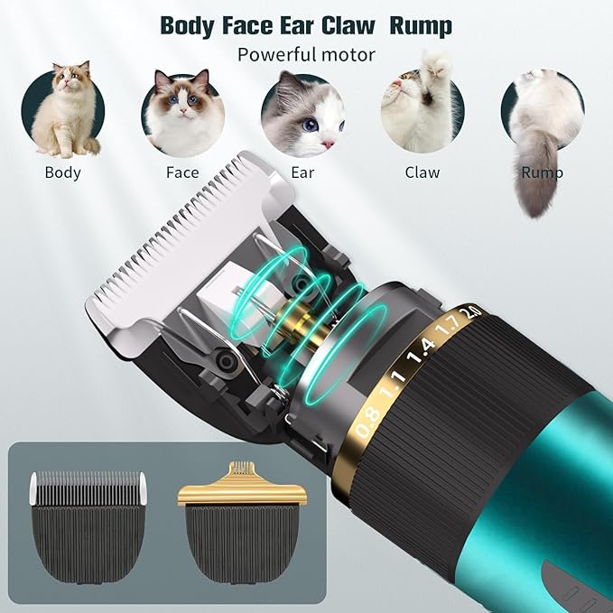 Goood Pet Clippers for Matted and Long Hair - Cordless Cat Trimmer with Low Noise and Thick Hair Grooming