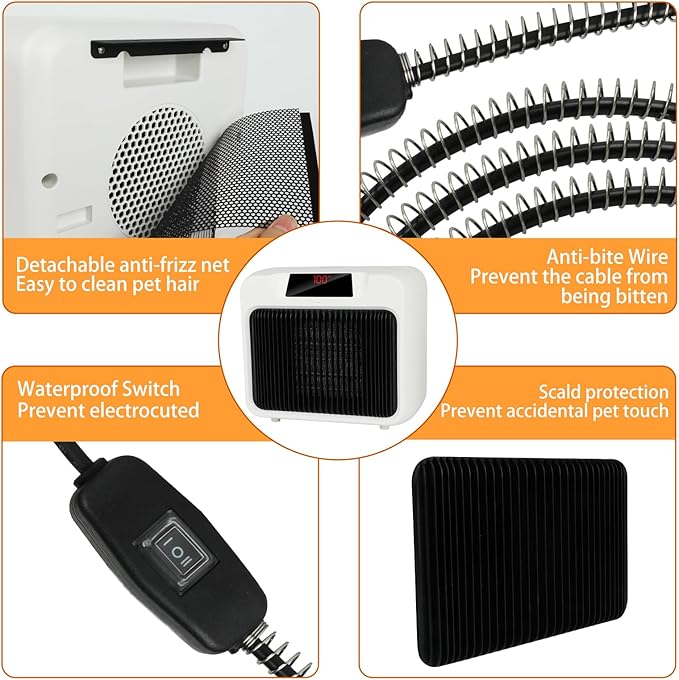 BWOGUE Large Dog House Heater with Thermostat, 300W/600W Outside Pet House Heater for Winter with Anti-Bite Cord, Wall-Mounted Outside Dog Heaters for Dog House Chicken Coop Heater Rabbit Hutches