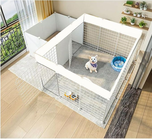 Dog Playpen Indoor with Door, 18 Panel DIY Puppy Play Pen Portable Metal Wire Yard Fence Small Animal Exercise Cage for Small-Sized Dog,Puppy, Rabbit, Guinea Pigs, Turtle,Ferret.