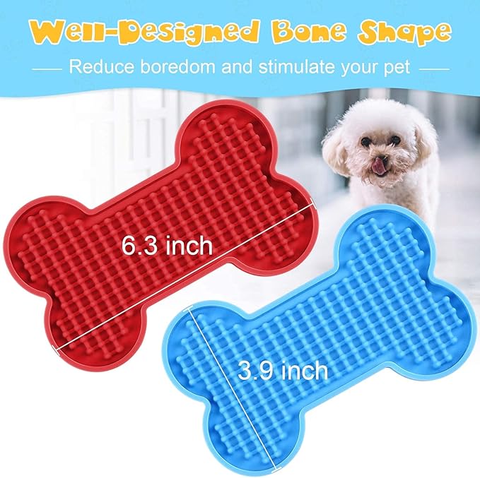 Lick Mat for Dogs - 2 Pack Peanut Butter Licking Mats, Slow Feeding Bowl, Tattoo and Anxiety Reducer for Pet Food, Yogurt, Bath, Grooming and Training