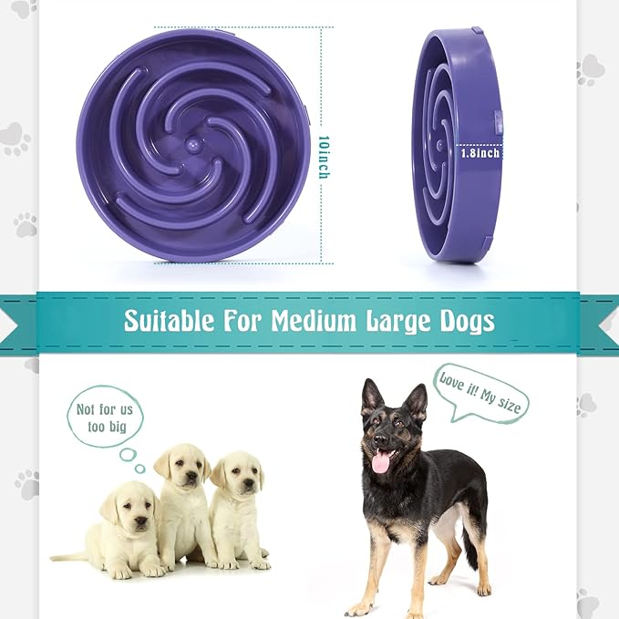 Slow Feeder Large Dog Bowls for Large Medium Dog Non Slip Maze Puzzle Bowl Pet Slower Food Feeding Dishes Interactive Bloat Stop Dog Bowl Preventing Choking Healthy Dog Bowl, Lavender