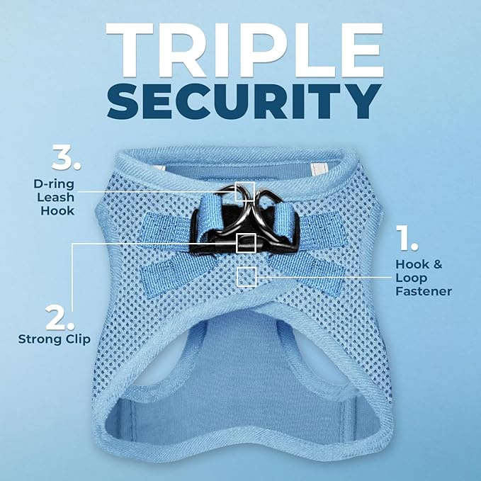 Voyager Step-in Air Dog Harness - All Weather Mesh, Reflective, No Pull Harness for Small, Medium Dogs, Cats - Secure with Hook & Loop Fastener, Buckle, Double D-Rings - Baby Blue, XL