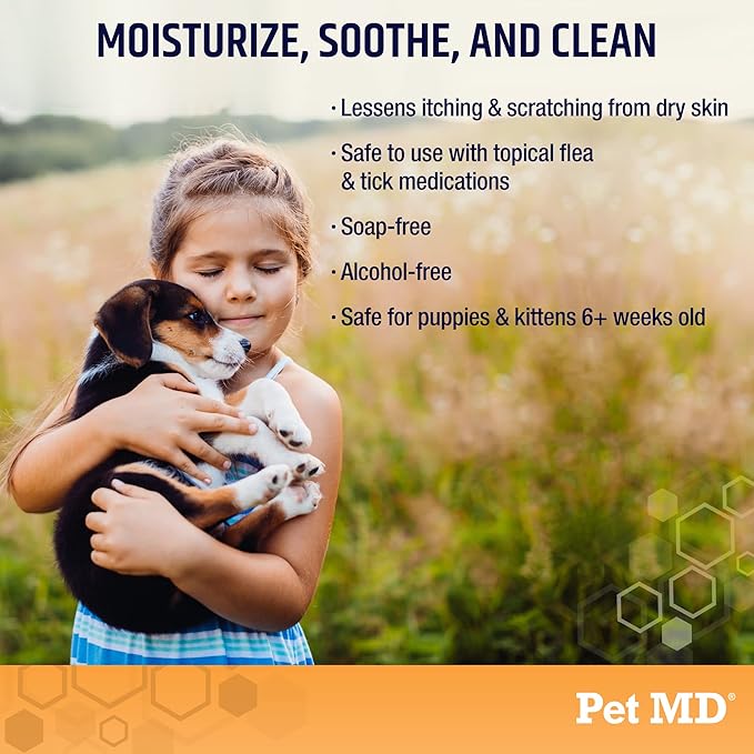 Pet MD Oatmeal & Aloe Shampoo for Dogs and Cats - Nourishing Anti Itch for Sensitive Dry Skin & Flaking - Professional Grooming & Moisturizing Dog Shampoo Gallon