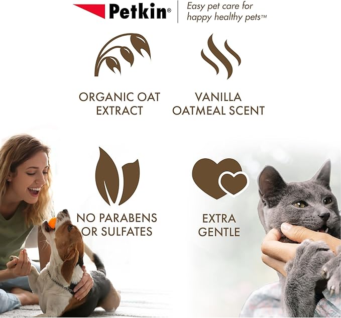 Petkin Mega PetWipes, 200 Wipes - Oatmeal Pet Wipes for Dogs and Cats, Use on Face, Paws, Ears, Body and Eye Area - Ideal for Home or Travel